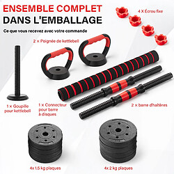 Acheter TEENO kit haltères 5en1 15kg, inclut kettlebells, haltères, barres, supports pompes