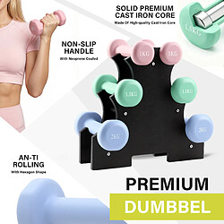 Acheter TEENO Haltères Néoprène 1kg 1.5kg 2kg avec Support – Set de 6 Haltères Musculation
