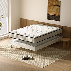 TEENO Ensemble 160x200 cm Matelas en Mousse+ Lit Sommier Tapissie pas cher