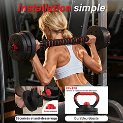 Avis TEENO kit haltères 6en1 20kg, kettlebells, haltères, barres, supports pompes, pour maison