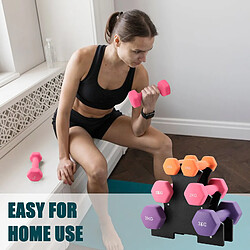 TEENO Haltères Néoprène 1kg 2kg 3kg avec Support – Set de 6 Haltères Musculation pas cher