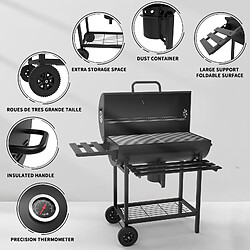 TEENO chariot BBQ bois, grill XXL charbon avec couvercle, thermomètre, cendrier pas cher