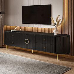 Acheter lemonbest Meuble TV 180x40x53 cm façades 3D tiroirs passe-câbles noir