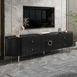 Avis lemonbest Meuble TV 180x40x53 cm façades 3D tiroirs passe-câbles noir