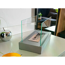 Gmt Cheminée bioéthanol Home grise avec verre – design compact pour intérieur et extérieur pas cher