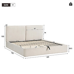 Avis modfu Lit coffre, avec hydraulique, tête de lit et sommier à lattes, beige, sans matelas
