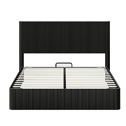modfu Lit coffre 160x200 cm, avec tête de lit et système hydraulique, noir pas cher
