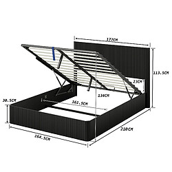 Avis modfu Lit coffre 160x200 cm, avec tête de lit et système hydraulique, noir