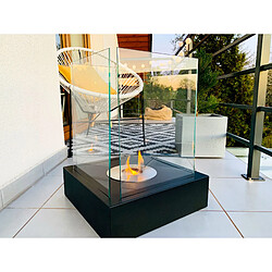 Gmt Cheminée bioéthanol Sunset Garden noire avec verre – design moderne pour jardin et terrasse pas cher