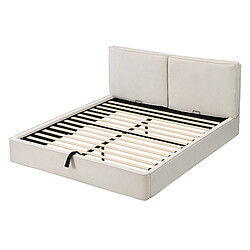 modfu Lit coffre, avec hydraulique, tête de lit et sommier à lattes, beige, sans matelas pas cher