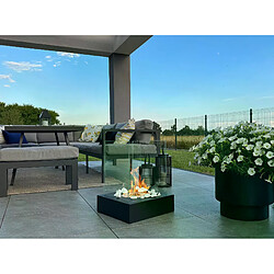 Acheter Gmt Cheminée bioéthanol Sunset Garden noire avec verre – design moderne pour jardin et terrasse