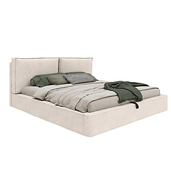 Acheter modfu Lit coffre, avec hydraulique, tête de lit et sommier à lattes, beige, sans matelas