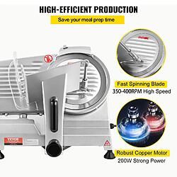 Avis VEVOR Trancheuse Électrique Trancheuse à Jambon 203 mm 350-400 tr/min en Inox