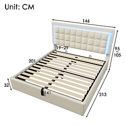 Avis modfu Lit coffre 140x200 cm avec tête de lit, en cuir synthétique, blanc, sans matelas