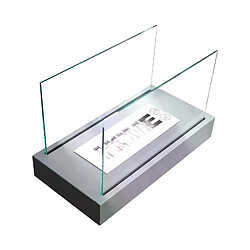 Acheter Gmt Cheminée bioéthanol Home grise avec verre – design compact pour intérieur et extérieur