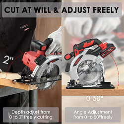 Avis TEENO Scie circulaire sans fil laser 165 mm, 20?V, 4000 tr/min, 2 batteries 2,0 Ah, 2 lames
