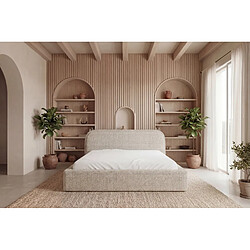 Avis Casanova Lit coffre tissu chenille Beige 200x200cm