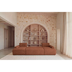 Casanova Canapé panoramique gros velours côtelé 5 places Droit Terracotta pas cher