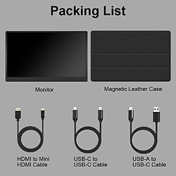 Moniteur portable FOPO S6, 15,6", IPS, 1920 x 1080, 16:9, USB-C, mini HDMI, noir pas cher