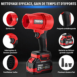 TEENO 21V Souffleur sans Fill, 3 vitesses max 35000 tr/min, 2x6Ah batteries pas cher