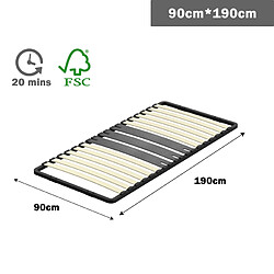 Avis DEWINNER Cadre lattes 90x200 cm, 1x15 Lattes Peuplier Naturel