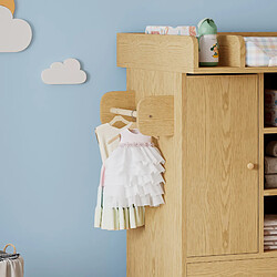 Acheter DZMDIP Table à langer en bois naturel avec rangement et espace sécurisé pour bébé