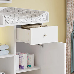Acheter DZMDIP Table à langer LED blanche avec 2 tiroirs et rangement sécurisé pour bébé