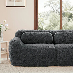 allomn Canapé droit 3 places 291x104x73 cm - assise profonde peluche - gris pas cher