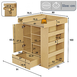 DZMDIP Table à langer en bois naturel avec rangement et espace sécurisé pour bébé pas cher