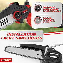 Avis TEENO tronçonneuse électrique 2en1, perche télescopique 180°, 6 pouces, 2x4.0Ah