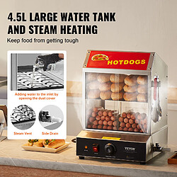 Acheter VEVOR Cuiseur à vapeur Hot-Dogs chauffe-petits pains électrique à 2 niveaux 27 L