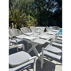 Avis Paris Prix Ensemble Table de Jardin & 8 Fauteuils Abella 220cm Blanc