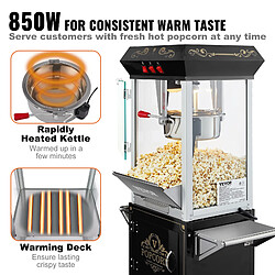 Acheter VEVOR Machine à Pop-corn avec Chariot Électrique 850 W 227 g 48 Tasses Noir