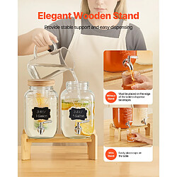 VEVOR Distributeur de Boissons 3,8 L 2PCs en Verre avec Support pour Café pas cher