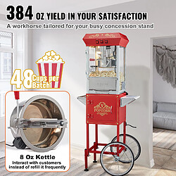 Avis VEVOR Machine à Pop-corn avec Chariot Électrique 850 W 227 g 48 Tasses Rouge
