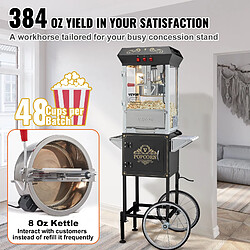 Avis VEVOR Machine à Pop-corn avec Chariot Électrique 850 W 227 g 48 Tasses Noir