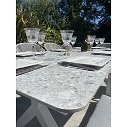 Paris Prix Ensemble Table de Jardin & 8 Fauteuils Abella 220cm Blanc pas cher
