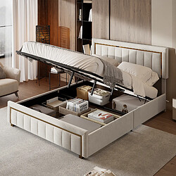 Avis Lit rembourré - Superaly - 160x200cm - Espace de rangement sous le lit - Beige