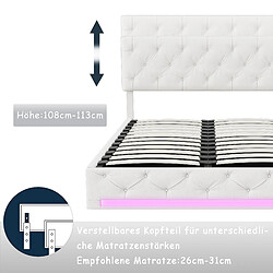 Lit rembourré - Superaly - 160x200cm - avec éclairage LED et réglage hydraulique - Beige pas cher