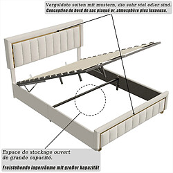 Acheter Lit rembourré - Superaly - 160x200cm - Espace de rangement sous le lit - Beige