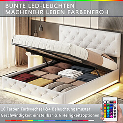 Acheter Lit rembourré - Superaly - 160x200cm - avec éclairage LED et réglage hydraulique - Beige