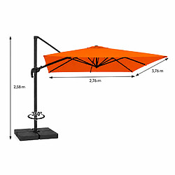Avis Concept Usine Parasol rectangulaire 3x4 déporté rotatif orange en aluminium CEZIR