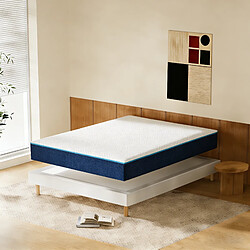 DEWINNER Ensemble Matelas en Mousse+ Lit Sommier Tapissier Déco 160x200cm pas cher
