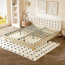 DEWINNER Sommier Tapissier 160x200cm , 14 lattes, Comfort, beige pas cher