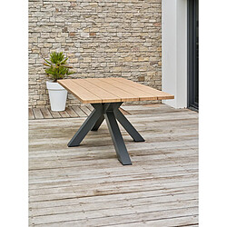 Avis Paris Prix Table de Jardin en Métal Kelia 220cm Anthracite & Naturel