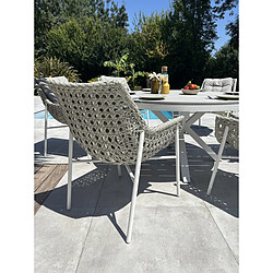Acheter Paris Prix Ensemble Table de Jardin & 6 Fauteuils Elba 142cm Blanc