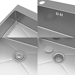 Acheter STANEW Évier Inox 1 Bac 50x45x22 cm Argent - pour Petite Cuisine & Camping-car - Prépercé