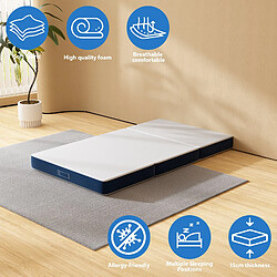 Acheter DEWINNER Matelas pliant triple 90x200x15cm, mousse 15cm épaisse, housse lavable
