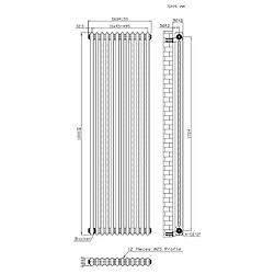Monstershop Radiateur Traditionnel Acier Métal Brut à 2 Colonnes & Vannes 1800 x 560 mm pas cher