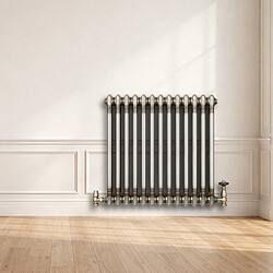 Acheter Monstershop Radiateur Traditionnel Acier Métal Brut à 2 Colonnes & Vannes 600 x 605 mm